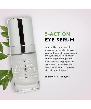 APIVITA 5-Action Eye Serum 0.51 fl. oz. | Anti-Aging Under Eye Treatment with White Lily and Hyaluronic Acid for Dark Circles & Wrinkles - Buy Online on GoSupps.com