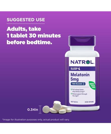 Natrol Melatonin Time Release 5 mg - 100 Tablets | Sleep Aid Supplement - Buy Online on GoSupps.com