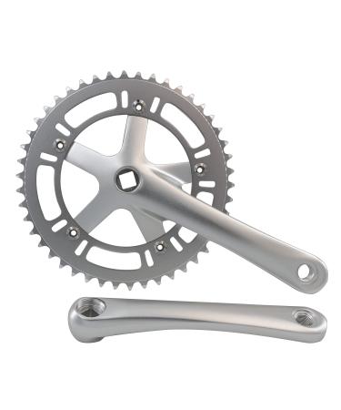 WEERAS Urban Folding Bicycle Crank Set Single Tooth Disc 46T 130BCD 170mm Crankset is Suitable for Most Single Speed Bicycles silver