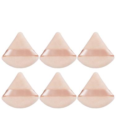PROUSKY 6 Pieces Light Skin Triangle Powder Puffs Soft Makeup Velour Puff for Pressed Powder Loose Powder Cotton Mini Powder Puff for Face Cosmetic Foundation Sponge Mineral Powder Dry Makeup 6 Pieces Triangle Light Skin