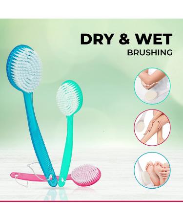 Bistras Bath Brush with Long Handle for Exfoliating Back, Body, and Feet - Pink (1 Pack) - Buy Online on GoSupps.com