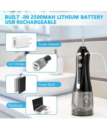 Water Dental Flosser - H2ofloss Cordless Oral Irrigator for Braces | Portable & Waterproof Rechargeable Teeth Cleaner with 6 Nozzles - Ideal for Travel - Buy Online on GoSupps.com
