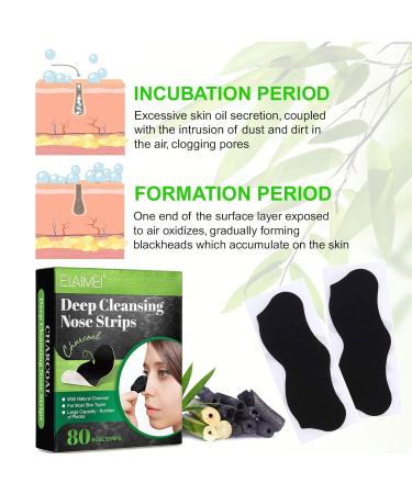 QUROMOJY Blackhead Strips - Charcoal Deep Cleaning Nose Strips (80 Counts) - Blackhead Remover for Men & Women - Buy Online on GoSupps.com