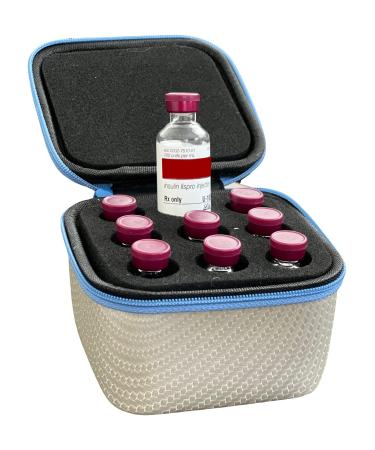 A1C WEAR - Insulin Fridge Holder Storage Case Organizer - Fits Standard 10ml U-100 Vials - Safe Snug Secure Vial Protector (9-Slot Silver with Blue Zipper) 9-Slot Silver With Blue Zipper - Buy Online on GoSupps.com