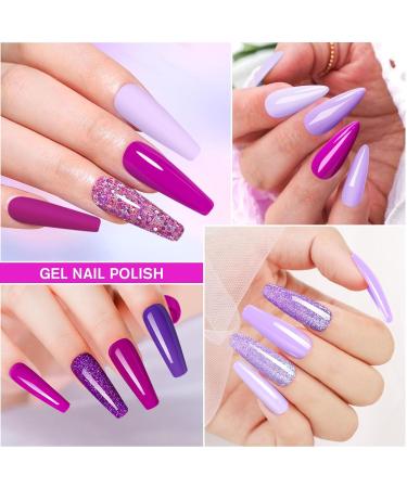 Shining She UV Nail Polish Set - 10 Colors Glitter Gel Violet Purple & Lavender Pastel - Soak-Off 8ml Perfect for Beginners & DIY Art Salon - Buy Online on GoSupps.com