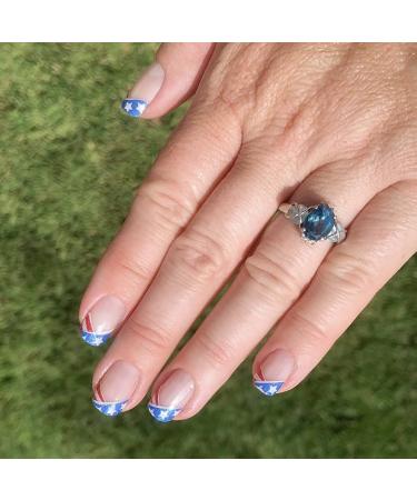 4th of July Press on Nails - Short Square Independence Day Star Designs - 24Pcs Patriotic False Nails - Buy Online on GoSupps.com