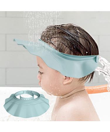 Piyl Baby Shower Cap Bath Visor Protection Silicone Adjustable Safe Shower Bathing Cap for Protector Eye Ear Shampoo Cap for Infants Toddler Baby Kids Children (Blue,6 Months-12 Years old/15.8-22.8In) Haze Blue