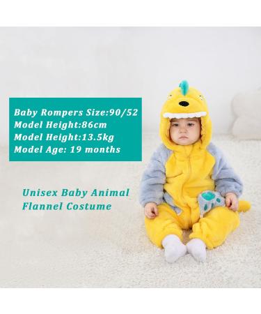 Yellow Dino Baby Romper | Dalmatian Animal Onesie for Toddlers 24-30 Months - Buy Online on GoSupps.com