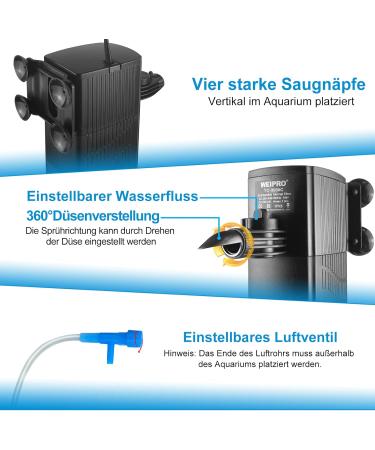 Buy Wero Aquarium Filter TC-3000C - 4-Layer Filtration 23W Pump for 270-400L Tanks | Strong Suction Power & Adjustable Internal Filter - Buy Online on GoSupps.com