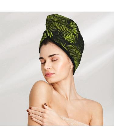Super Absorbent Tropical Palm Leaves Microfiber Hair Towel Wrap - Quick Dry Coral Velvet for Long Curly & Thick Hair | International Shipping - Buy Online on GoSupps.com
