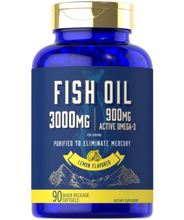 Carlyle Fish Oil 3000mg | 900mg Omega 3 | 90 Softgels | Lemon Flavor | Non-GMO and Gluten Free Supplement