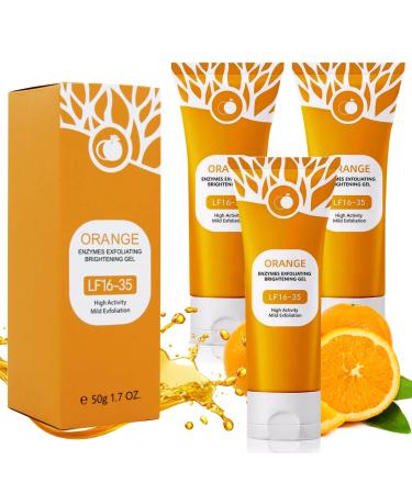 Charunee 3Pcs Orange Exfoliating Gel Scrub for Face and Body Orange Scented Exfoliator Clear Gel with Enzymes Deep Clean Pores Remove Blackheads & Moisturize Skin for All Types Skin
