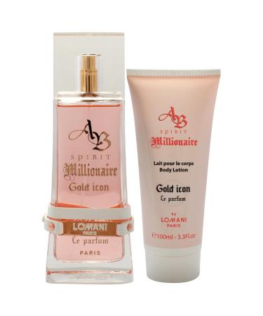 Lomani AB Spirit Millionaire Le Parfum Gold Icon for Women - 2 Pc Gift Set 3.3oz EDP Spray 3.3oz Body Lotion - Buy Online on GoSupps.com