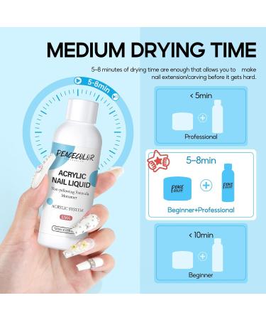 PEACECOLOR 120ML Acrylic Liquid Acrylic Monomer for Acrylic Powder Professional System Acrylic Nail Liquid for Acrylic Nails Extension Non-Yellowing Beauty Gifts color 165 - Buy Online on GoSupps.com