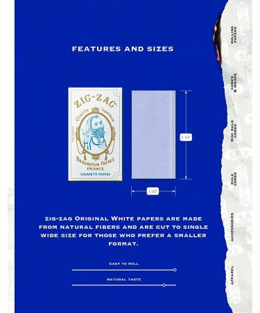 ZIG-ZAG Rolling Papers Original White 70mm Natural Gum Arabic - Pack of 6 (32 Papers per Booklet, 32 Count) - Buy Online on GoSupps.com