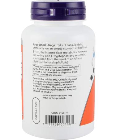 Now Foods 5-HTP 100 MG - Natural Mood Support Supplement | 120 Capsules Fast International Shipping - Buy Online on GoSupps.com