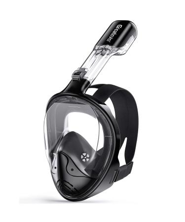 Greatever Full Face Snorkel Mask,Snorkeling Gear with Latest Dry Top Breathing System and Detachable Camera Mount,Foldable Panoramic View Snorkeling Mask,Anti-Fog&Anti-Leak Black Large