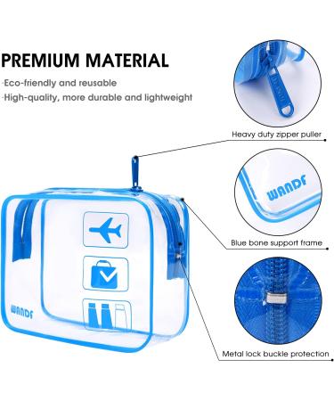 Portable Waterproof Clear Travel Toiletry Bags with Zippers - Set of 4 Navy Blue Quart Size Makeup Bags for Men and Women - Buy Online on GoSupps.com