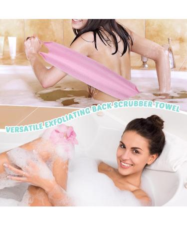 3 Pack Exfoliating Back Scrubber Set - Nylon Washcloth Body Exfoliator Brush with Handles for Shower and Bath - Pink Blue Yellow - Buy Online on GoSupps.com