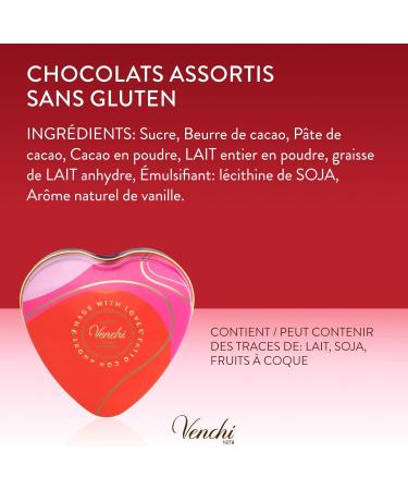 Venchi - Bo te M tal en Forme de C ur avec 6 Chocolates Valentines au Lait et Extra Noirs 75% V g talien Sans Gluten 48 g Id e de cadeau pour la f te des m res Bo te M tal C ur - Buy Online on GoSupps.com