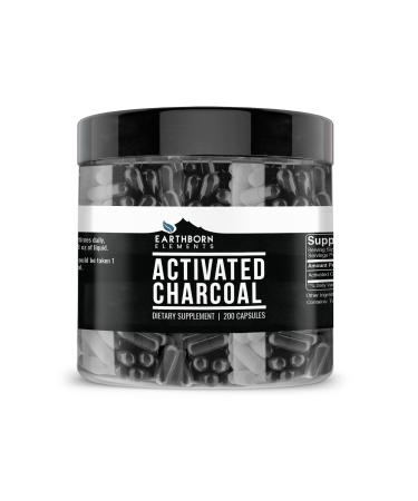 Earthborn Elements Activated Charcoal 200 Capsules, Pure & Undiluted, No Additives