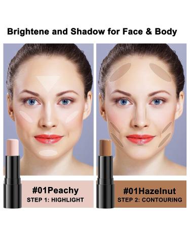 SOYUB Contour Beauty Stick Set - Highlighter & Bronzer Wand for Natural Matte Makeup | Cruelty Free Formula | Peachy & Hazelnut Shades - Buy Online on GoSupps.com