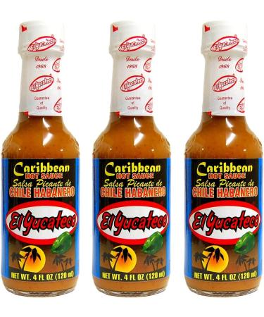 El Yucateco Caribbean Habanero 120ml (Pack 3) / Mexican Extra Hot & Fruity Salsa Sauce Spicy Hot Sauce Meat Marinade - Buy Online on GoSupps.com