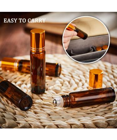 Bofessor 10ml Amber Glass Roller Bottles - Set of 16 with Stainless Steel Roller Ball, Pipettes, Plastic Funnel & Stickers - Refillable Container for Perfume - Buy Online on GoSupps.com