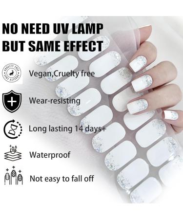 Gel Nail Stickers 20 Stickers Gel Nail Wraps Soft Self Upgrade Full-Cured Gel Nail Strips Adhesive Gel Nail Stickers Salon Lasting for 15 Days Gel Nail Strips No Need UV/LED Lamp (42-White) - Buy Online on GoSupps.com
