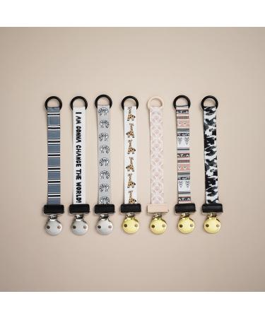 Elodie Details Pacifier Chain 2 Pack - Fabric & Stainless Steel Clip for Baby Boys & Girls | Universal Silicone Ring - Change the World/Kindly Konrad Gray - Buy Online on GoSupps.com