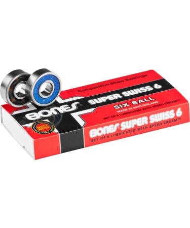 Bones Super Swiss 6 Skateboard Bearings 8 Pack