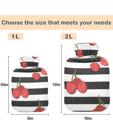 Naanle Stripes Cherry Berry Hot Water Bottle 1L - Transparent Cover for Pain Relief & Warmth | Ideal Hand & Feet Warmer - Buy Online on GoSupps.com