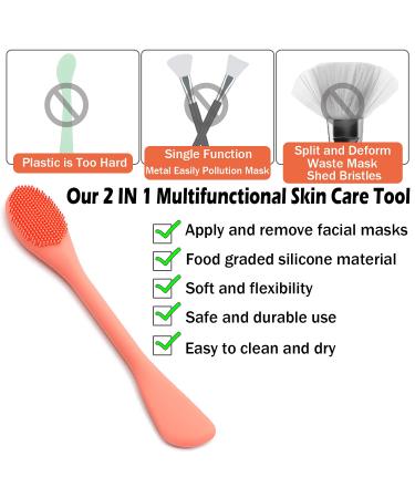 Silicone Face Mask Brush for Gentle Exfoliating & Mask Application - Orange/Dark Blue - Buy Online on GoSupps.com