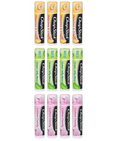 Chapstick Lip Balm Spring Collection Green Jelly Bean Cotton Candy Peaches and Cream .15 Ounce Each (12 Count)