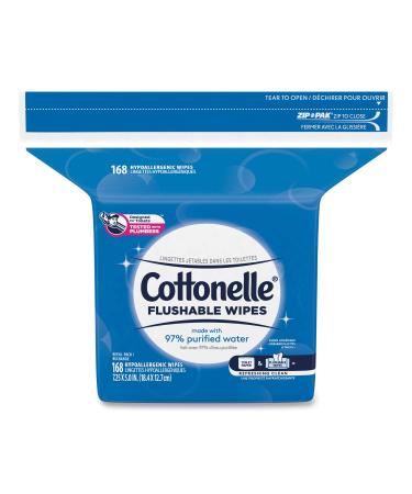 Cottonelle Wipes,Refill,168,WH(Packaging May Vary) 168 Count (Pack of 1)