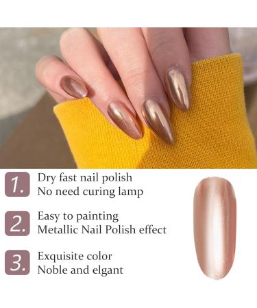 Metal Nail Polish Rose Gold Nail Varnish Quick Drying Rose Gold Metallic Effect Nail Art Polish Mirror Nail Varnish Long Lasting Non-Peelable Magic Mirror Gel Nail Polish No UV Needed - Buy Online on GoSupps.com