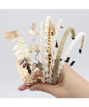 Gold Pearls Butterfly Flower Headbands Set for Women - Bridal Wedding Hair Accessories - Buy Online on GoSupps.com