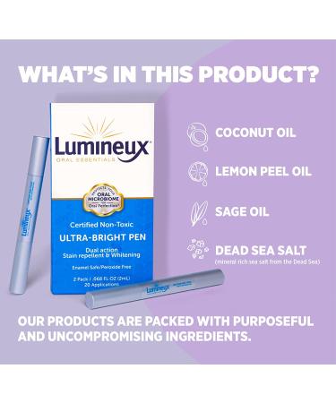 Lumineux Bright Pen 2-Pack - Enamel Safe Whitening for Whiter Teeth - Dual Action Stain Repellant & Whitener - Dentist Formulated - Non-Toxic & Travel-Friendly - Buy Online on GoSupps.com