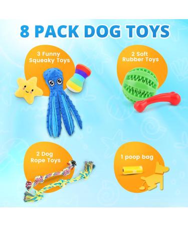 Puppy Toys 8 Pack for Small Dogs Luxury Dog Chew Toys with Squeaky Plush Toys Rope Toys and Ball Teething Toys for Puppy Supplies - Buy Online on GoSupps.com