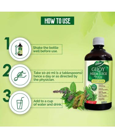 Dabur Giloy Neem Juice with Tulsi - 1 Litre/33.18 fl.oz - Buy Online on GoSupps.com