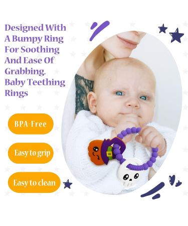 Big Spinach Pumpkin Teether & Cute Ghouls Ring Teether Set | Halloween Silicone Baby Teether | Nightmare Before Christmas Gifts (2PC) - Buy Online on GoSupps.com