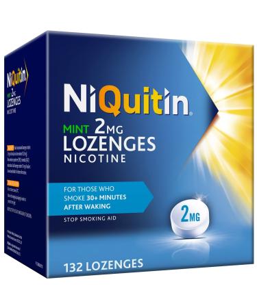 NiQuitin Mint 2 mg Lozenges - Effective Smoking Craving Relief - 132 Lozenges - Long-Lasting Effect - Reduce and Quit Smoking Aid
