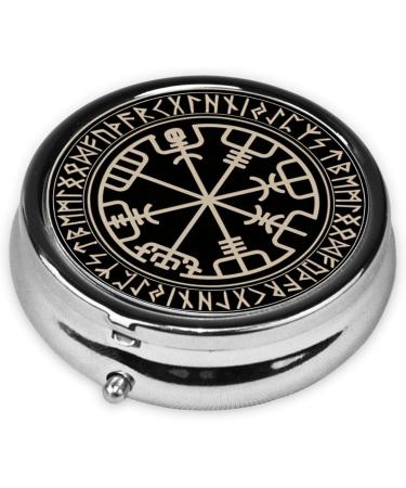 Magical Norse Runes Compass Metal Pill Box Portable 3-Compartment Travel Case | Stylish & Functional Design - Buy Online on GoSupps.com