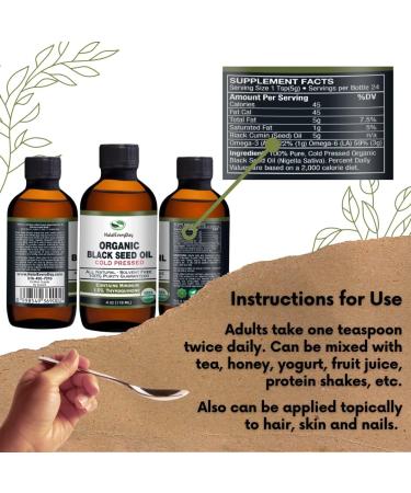 HalalEveryDay- 4 OZ Black Seed Oil - 100% Pure Cold Pressed- USDA Organic- Nigella Sativa Non-GMO - Thymoquinone - Cumin Seeds Oil - Buy Online on GoSupps.com