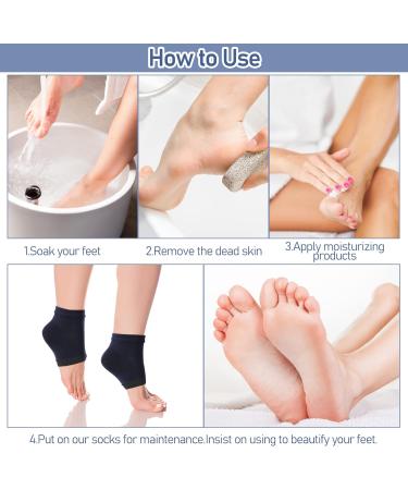 Sibba Gel Heel Socks - Moisturizing Treatment for Cracked Heels | Open Toe Design for Day and Night Care | Soft Skin Beauty Spa Socks for Men and Women - Black (2 Pairs) - Buy Online on GoSupps.com