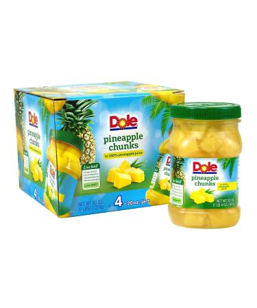 Dole Pineapple Chunks in 100% Juice - 20oz x 4 Jars - Buy Online on GoSupps.com