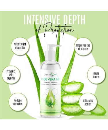 Dermaxgen Organic Aloe Vera Gel with Witch Hazel, Vitamin C & E - Skin Soothing, Moisturizing and Repair Formula - Nutrient Rich, Cold Pressed - 8.5oz / 12oz / 16oz - Buy Online on GoSupps.com