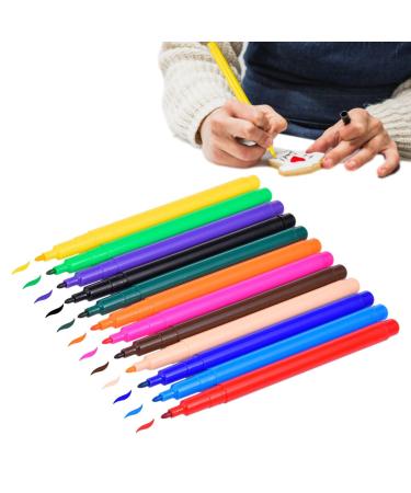Edible Food Pens 12 Color Food Coloring Markers Fine Thick Tip Food Markers Writer Food Grade Decorator Pens for Cookies Cake Desserts Writing Decor