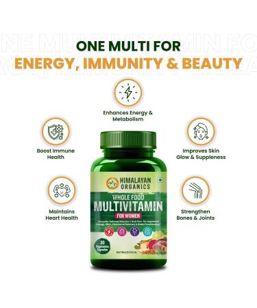 Generic Whole Food Multivitamin for Women with Vitamin B1 B2 B3 B5 B6 B7 B9 B12 C D E Calcium Magnesium Zinc | - 30 Veg Capsules - Buy Online on GoSupps.com