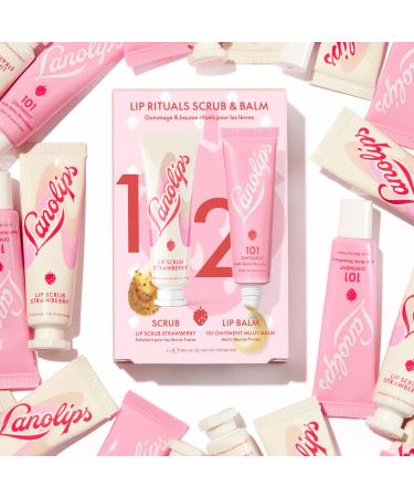 Lanolips Strawberry Lip Scrub & Lip Balm Set - Lip Rituals Lip Care Kit Infused with Pure Lanolin & Strawberry Extract - Gently Smoothes and Hydrates Dry Skin (2 Count) - Buy Online on GoSupps.com